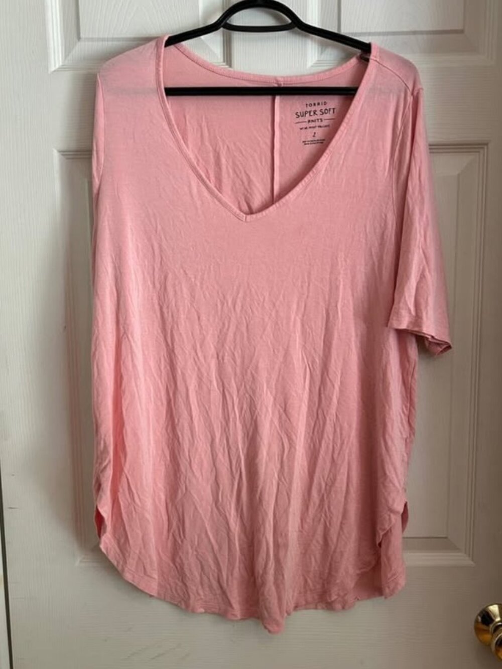 torrid Pink Super Soft Favorite V-Neck Tunic Tee Size 2